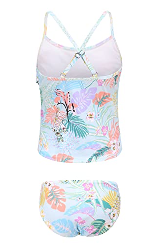Image of Girls Two Piece Tankini Swimsuit Hawaiian Ruffle Swimwear Bathing Suit Set
