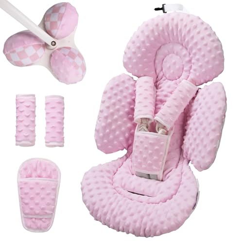 Sweetwavet Infant Insert Compatible with 4moms Mamaroo Swing and Infant Carseat Including 3 Replacement Balls Reversible Newborn Insert for Baby Swing Stroller Bouncer Soft Fabric - Dotted Pink