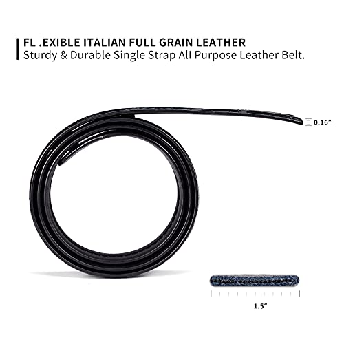 Image of ARIMIA Fashion Mens Real Leather Ratchet Belt Black Adjustable Length Full Grain Soft Genuine Cowhide Strap 1.5 Inch Wide