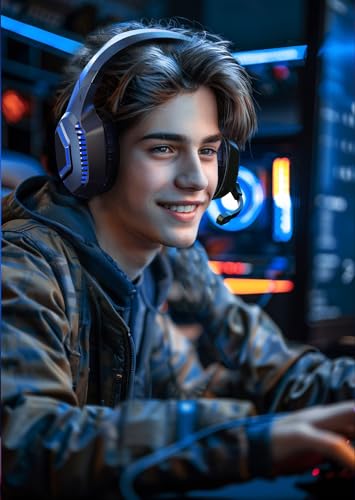 Image of Gvyugke Captain 100 Gaming Headsets Wireless for PS5, PS4, Mac, Switch, PC, Computer - 2.4GHz Wireless & Bluetooth 5.2 Gamer Gaming Headphones Wireless, ENC Noise-Canceling Mic, 50MM Drivers, Blue
