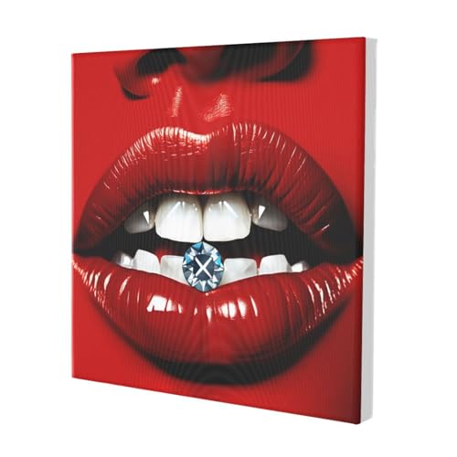 Toile strass lèvres rouges cadre mural prêt à poser - 2