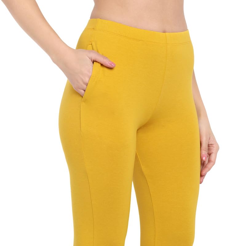 Image of ONE SKY Women Full Length Leggings | Cotton Modal Spandex Blend | High Waist Stretchable & Bio-Washed Fabric | Colour-Lock Technology | Comfortable Leggings for Women