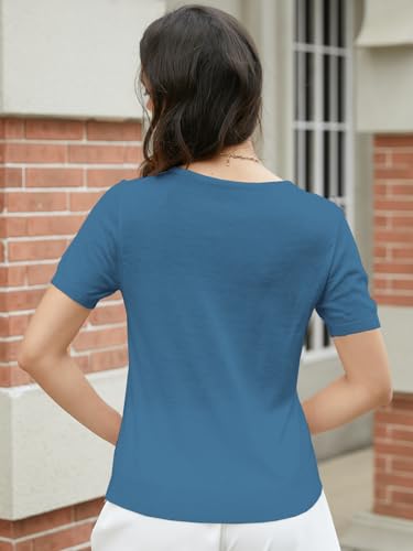 Image of DAIMIDY Women's Short Sleeve Sweater V Neck Summer Knit Tops | Business Casual Tops| Soft,Lightweight,Breathable and Comfortable| Perfect for Shopping,Date,Vacation,Daily Wear Etc.