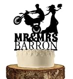 Biker Wedding Cake Topper Personalized Dirt Bike Bride and Groom