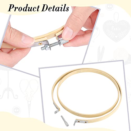 Image of Pllieay 4 Pieces Embroidery Hoop 4,6,7,8 Inch Bamboo Embroidery Circle Cross Stitch Hoop Ring 4 inch to 8 inch for Embroidery and Cross Stitch Supplies