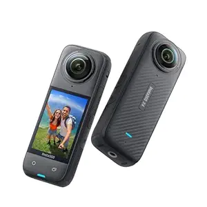 insta360 X4-8K Waterproof 360 Optical Zoom Action Camera, 4K Wide-Angle Video, Removable Lens Guards, 135 Min Battery Life, Ai Editing, Stabilization, for Sports, Travel, Outdoor, Black