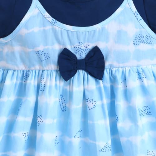 Image of Mama&Bebe Summer Dress for Girls with Cotton Soft Lining | Printed Fit & Flare Kids Outfit with Cute Bow Detail | Comfortable Breathable Party & Outing Dress for Toddlers and Little Girls