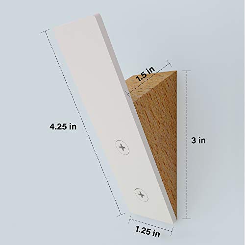 Homeforia WALL HOOK V4-01 Coat Hook Rack - Set Of 2 - Beech Wood White Metal Hooks thumb #3