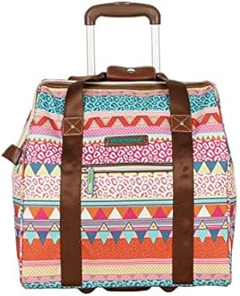 Lily Bloom Designer Under The Seat Tote Cabin Luggage Collection - 15 Inch Patterned Carry on Bag for Women - Lightweight Suitcase with 2 Rolling Wheels
