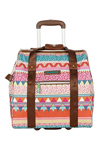 Lily Bloom Designer Under The Seat Tote Cabin Luggage Collection - 15 Inch Patterned Carry on Bag for Women - Lightweight Suitcase with 2 Rolling Wheels