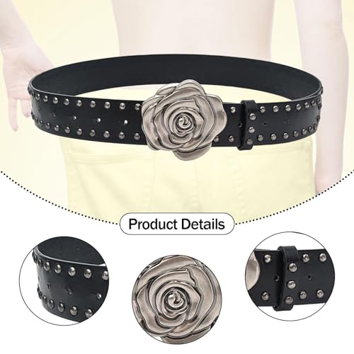 PU Leather Women Belt, Versatile Flower Buckle Belt for Dress, Pants, Jeans4