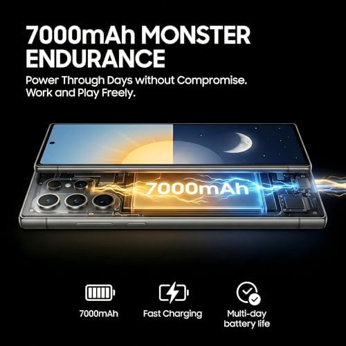 FNCOCO Unlocked Cell Phones, 16GB+512GB Android Phone, Android 16 Smartphone, 108MP+68MP Camera, 6.9“+120Hz HD Screen, 7000mAh Long Battery Life, Dual SIM, Face ID, GPS-Orange - 3