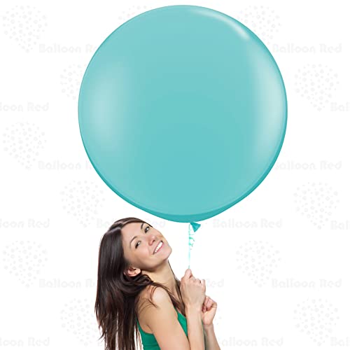 Image of AFTERLOON Biodegradable Balloons 6 pcs 36 Inch Orb Perfect Round Giant Extra Large Turquoise Blue, Durable Thickened Strong Jumbo XL Big Helium Float, Baby Birthday Party