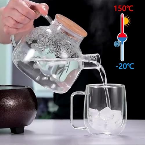 Image of Double Wall Glass Coffee Mugs - Glass Double Layer Tea & Coffee Cup Double Walled Glass Mugs for hot & Cold Drinks Coffee Tea Milk cappuchino Juice (240ML Mug, 2 Pieces) (MCV-9)