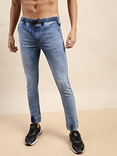 Image of Veirdo Men's Mid Rise Pure Cotton Slim Fit Full Length Jeans