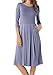 Womens 3/4 Sleeve Pockets Draped Loose Swing Casual Work Midi Dress Daybreak L