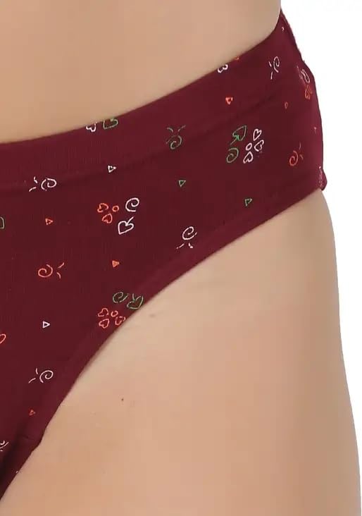 Image of INNERO Floral Print Panty for Women, 100% Pure Cotton, Inner Elastic, Soft & Breathable, Pack of 3 (Colors May Vary)