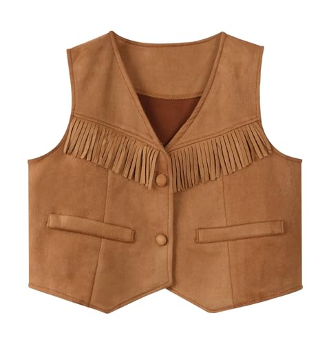 Happy Cherry Girls Western Fringe Vest Tops Cowboy Sleeveless Tassels Cardigan Jackets