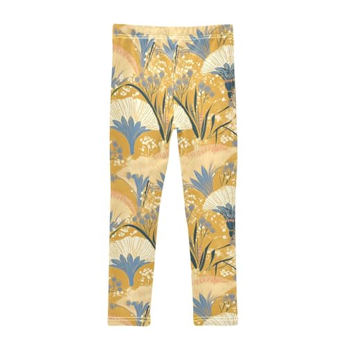 KLL Beautiful Vintage Pattern Bouquets Toddler Girls' Cotton Pants Fashion High Waisted Leg Yoga Pants Exercise2