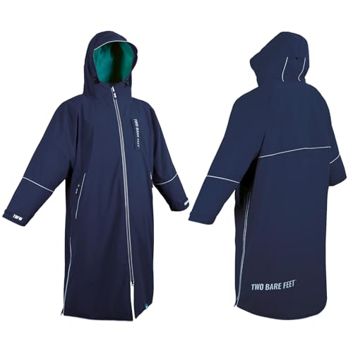 Two Bare Feet | Hi-Vis Equestrian Changing Robe | Waterproof, Windproof, Fleece-Lined Coat for Horse Riding & Outdoor Use (Marine Blue/Sea Green, Medium)