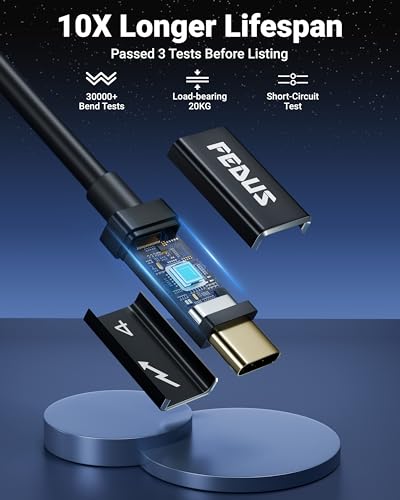 Image of FEDUS USB 4 Thunderbolt 4 Cable 40Gbps 240W [8K@60Hz 4K@144Hz] 100W PD 3.1 Fast Charging Type C To C Display Compatible With iPhone 15 Pro, Macbook, Egpu, SSD 2M, Black