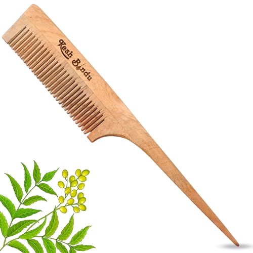 Image of Handmade Kacchi Neem Wooden Comb For Women Styling Hair, Detangling, Frizz Control & Shine, Suited For Men All Hair Types Kangi (Tel Comb)