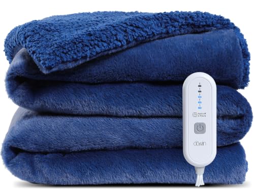 Dowin Faux Fur Electric Throw Blanket, Reversible Heated Blanket Throw,Blue - image 1