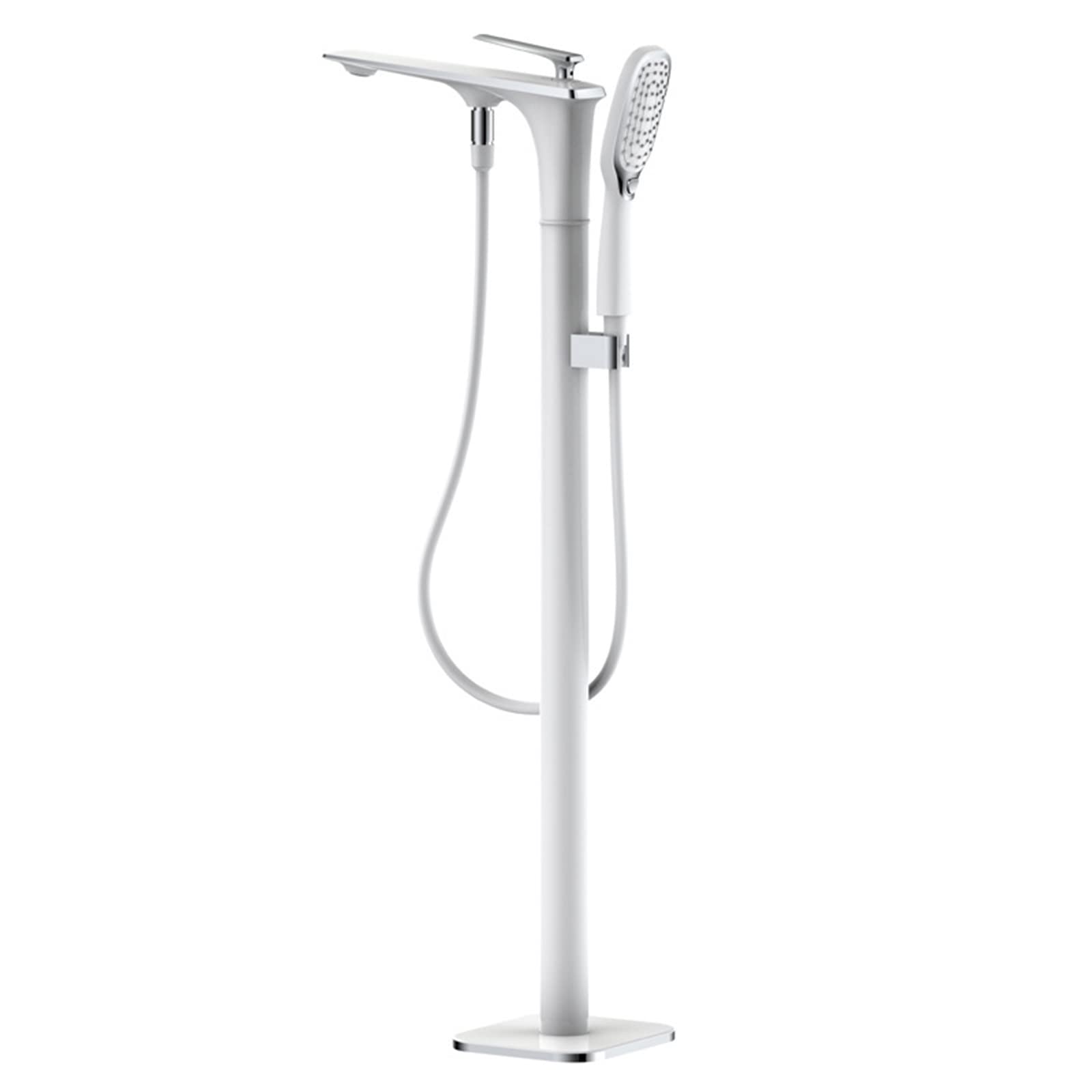 Robinetterie de douche et baignoire sur pied mitigeur blanc chrome
