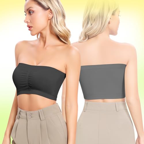 Image of Tube Tops Strapless Bras for Women Wireless Bandeau Bra Invisible Bralette Padded Seamless Bra