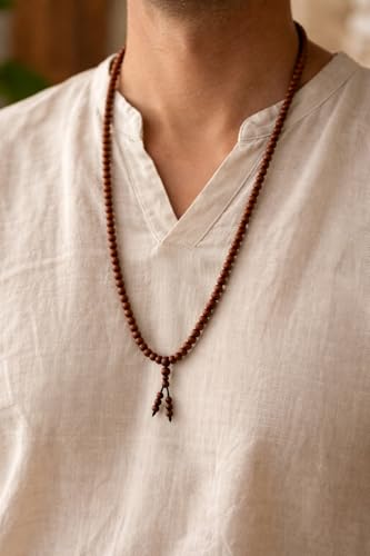 Image of Lal Chandan Mala | Red Sandalwood Mala | Red Chandan | 108 + 1 Beads for Jaap | Meditation, Pooja, Chanting, Wearing | 7-8 MM Beads | Rakht Chandan | with Certificate on Authentication
