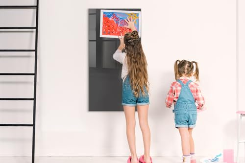 Tablón de anuncios de vidrio templado gris de 60x120 cm con panel magnético para pared 4