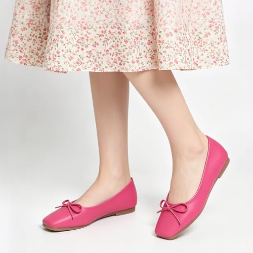 Image of Dear Time Women's Casual Foldable Ballet Flats Square Toe Ballerina Flats Shoes Comfortable