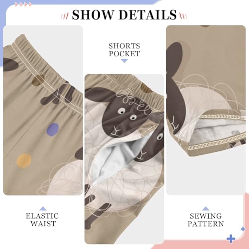 Color Dot Sheep Boys Pants Boys Athletic Pants Long Pant for Boywith Pockets Wide-Leg Size 6-14Y4