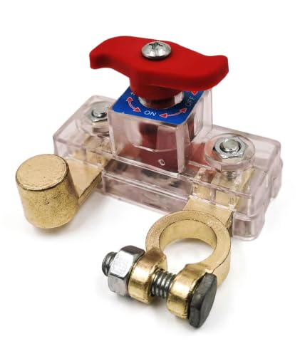 Image of 1-Piece Battery Cut Off Switch, Transparent PC Shell Car Battery Disconnect Switch with Copper-Plated Contacts for Vehicle Maintenance