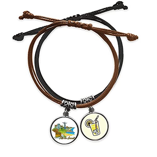 Bracelet Brésil Rio en cuir et corde tressée main | Bijou ethnique coloris jaune citron