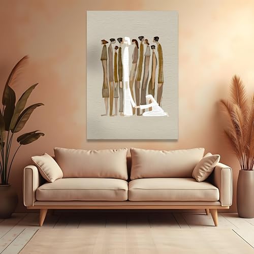 Toile abstraite figures humaines 30x40cm art mural minimaliste