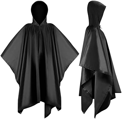 Infreecs Waterproof Rain Cape Raincoat, Rain Poncho for outdoor Camping Military cycling traveling, Hooded Rainwear with Emergency Grommet Corners for Shelter Use
