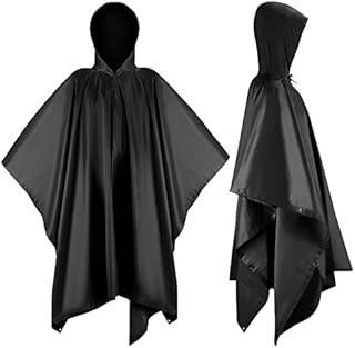 Infreecs Waterproof Rain Cape Raincoat, Rain Poncho for outdoor Camping Military cycling traveling, Hooded Rainwear with Emergency Grommet Corners for Shelter Use
