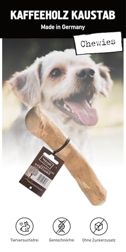 Chewies Kaffeeholz Kaustab für Hunde - Kauknochen Spielzeug - 100% Natürliches Hundezubehör Risikoarm & Langlebig - Größe M: Für Hunde bis 20 kg Körpergewicht, 2er Pack