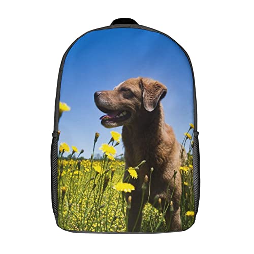 Sac d'école unisexe à dos de loisirs chien imprimé 3D 17 pouces