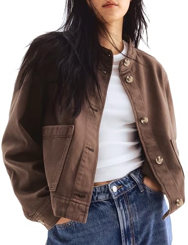 Denim Jackets For Women Cropped Fall Jackets Lightweight Washed Trucker Coat