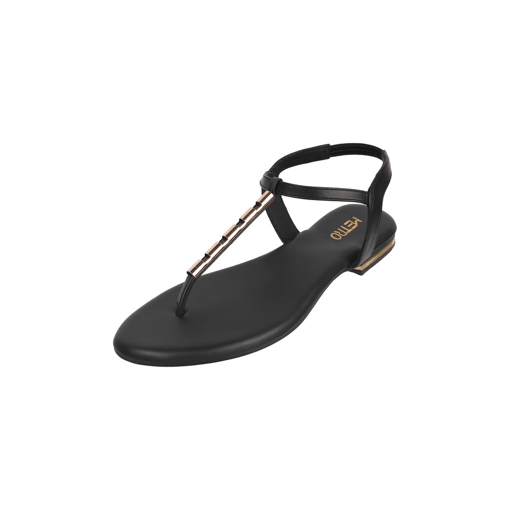 Metro Women Black Synthetic Leather Flat Fashion Sandal UK/8 EU/41 (33-914) (B0D9WGFP3G) Amazon Price History, Amazon Price Tracker