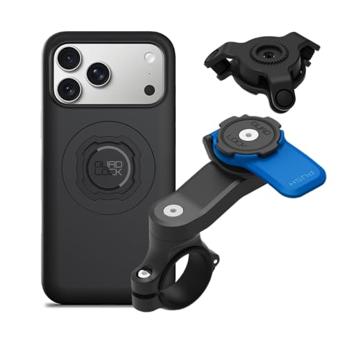 QUAD LOCK Soporte de Teléfono para Manillar de Moto con Amortiguador de Vibraciones y Funda mag para iPhone 17 Pro MAX