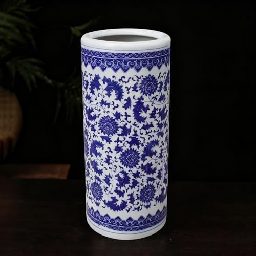Porte-parapluie en céramique rétro bleu et blanc | Vaso Flora - 2