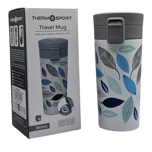 Vaso Termico de Acero Inoxidable 360ml - Taza Termica para Café, Té o Bebidas Frías - Ideal para Viajes, Camping, Oficina y como Regalo. Libre de BPA. (Gris Azul)