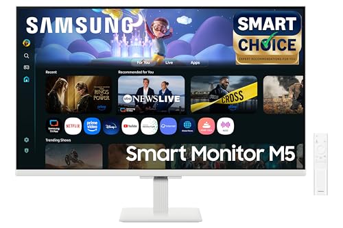 Image of Samsung 32 inch (80cm) M5 Smart Monitor with Smart TV Experience (Smartchoice) |FHD 1920 x 1080|Screen Mirroring TV Plus|Speakers|Adaptive Sound|Wi-Fi|HDMI|Bluetooth|LS32FM501EWXXL|White