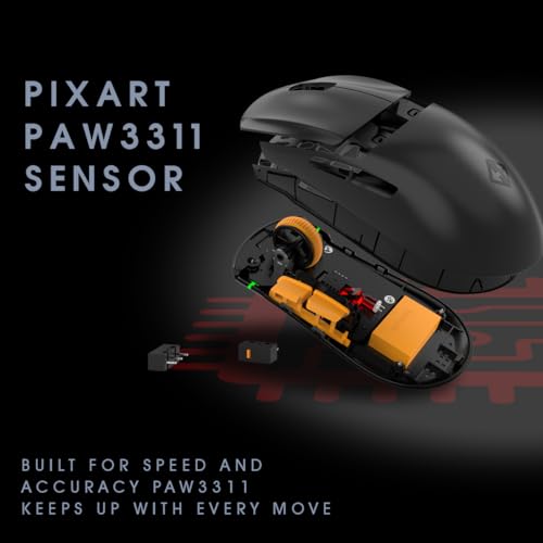 Image of Cosmic Byte Atlas Tri-Mode Gaming Mouse with 12000 DPI PixArt PAW3311 Sensor, 1000Hz Polling Rate, 57g Lightweight, PTFE Feet, Paracord Cable, 20M Clicks, 500mAh Battery (Black)