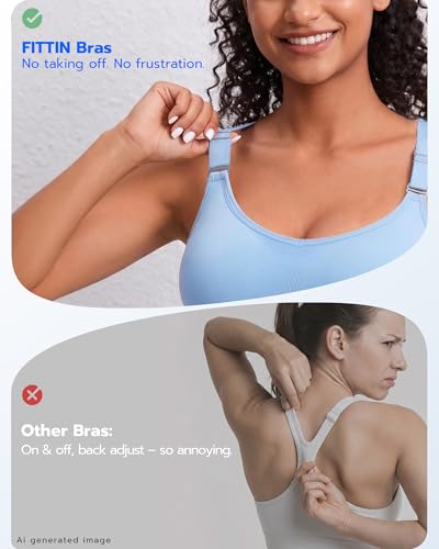 Image of FITTIN Adjustable Sports Bra for Large Bust: High Support for Workout Gym | Adjust in 3s While Wearing Customize Your Comfort Supportive Fit Full Coverage Racerback Padded for Training Yoga & C-DDD Cup