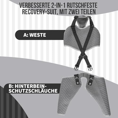 Arblina OP Body Hund, Hundebody mit Bein, Upgradeter Rutschfester Hundebody nach OP für Männliche & Weibliche Hunde, Justierbarer Ganzkörperiger Body Hund nach Beinoperation, XL