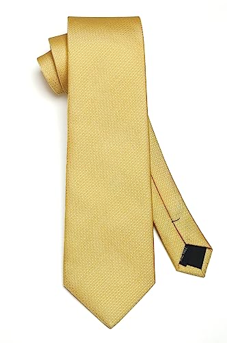 Image of HISDERN Mens Ties Solid Color Tie and Pocket Square Set Classic Woven Formal Neckties & Handkerchief Wedding Party